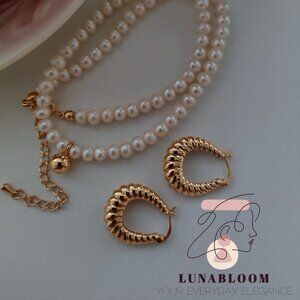 S925 Sterling Silver 18K Gold-Plated Natural Freshwater Pearl Necklace